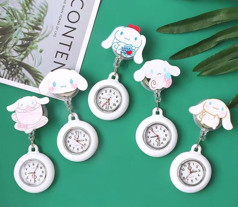 可伸缩护士表医用挂表护士胸表学生考试怀表可爱卡通玉桂狗夜光表