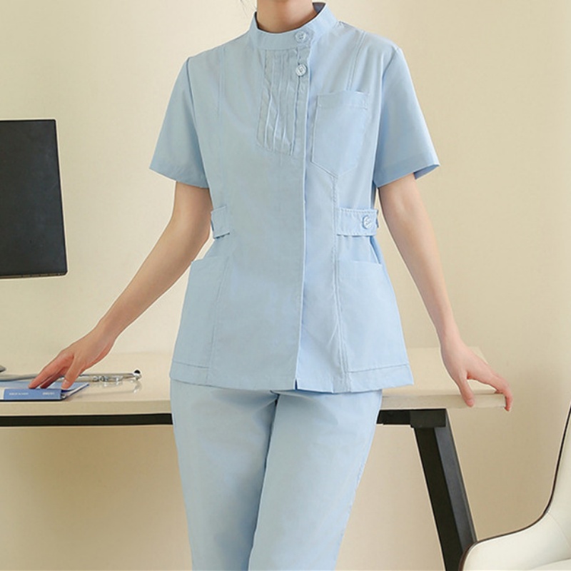 褶皱领护士服女分体套装一整套夏季短袖大医护服