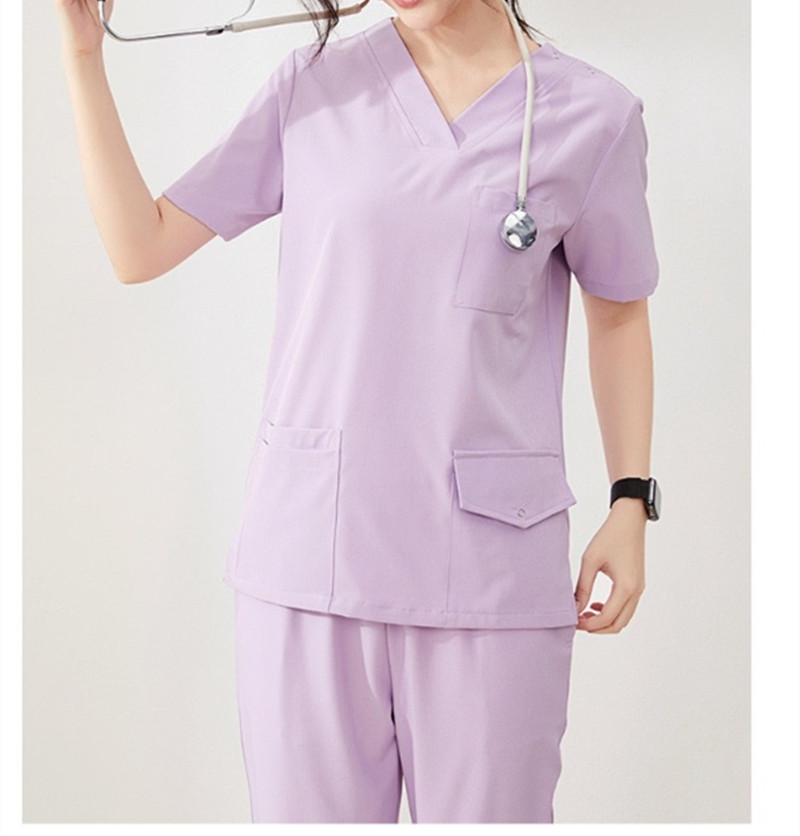 口腔牙科医护弹力工作服手术室手术衣刷手服洗手衣女短袖薄款套装