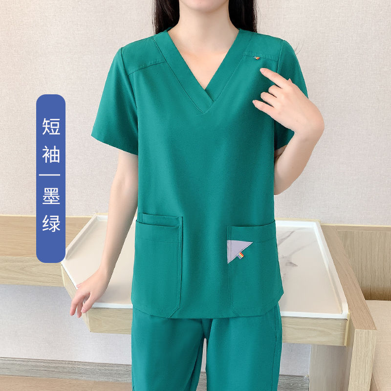 口腔医护工作服弹力速干洗手衣短袖手术衣医生服宠物医院刷手服