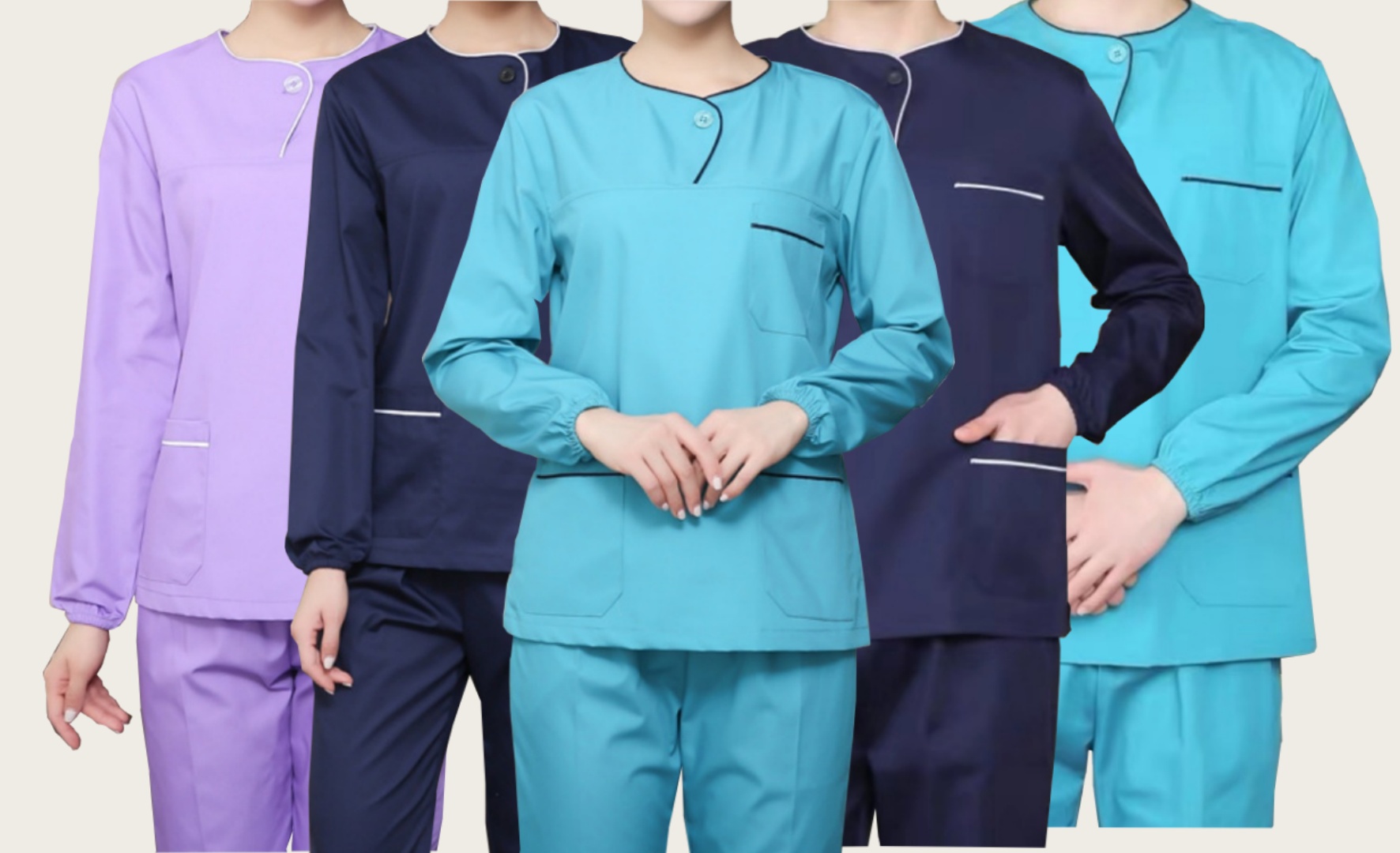 长袖洗手衣包边领男女款医生护士美容牙科工作服刷手服隔离衣