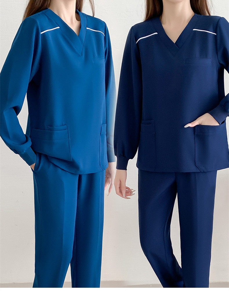 长袖加厚洗手服男女同款螺纹长袖弹力秋冬季医生口腔加厚刷手衣